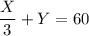 \displaystyle \frac{X}{3} + Y = 60