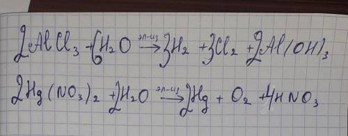 Составить схемы электролиза водных растворов солей AlCl3 и Hg(NO3)2