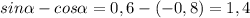 sin\alpha -cos\alpha =0,6-(-0,8)=1,4