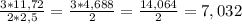 \frac{3*11,72}{2*2,5} =\frac{3*4,688}{2} =\frac{14,064}{2} = 7,032