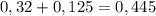 0,32 + 0,125 = 0,445