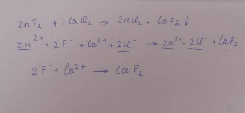 Закончите уравнения реакций в молекулярном, полном и кратком ионном виде. ZnF2+2CaCl2