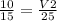 \frac{10}{15} =\frac{V2}{25}