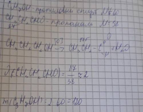 Сколько пропилового спирта нужно окислить для получения 87 г пропаналя???