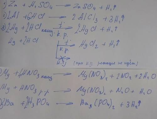 В якому разі буде виділятися водень під час змішування?а) Zn+ H2SO4б) Al+ HClв) Hg+ HClг) Mg + HNO3д