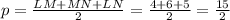 p=\frac{LM+MN+LN}{2}=\frac{4+6+5}{2}=\frac{15}{2}