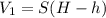 V_{1}=S(H-h)