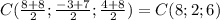 C(\frac{8 + 8}{2}; \frac{-3 + 7}{2}; \frac{4 + 8}{2} ) = C(8; 2; 6)