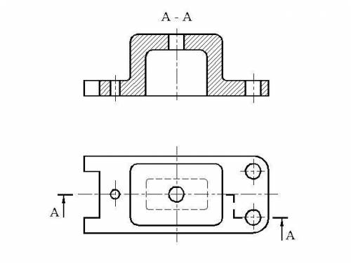 Перечертить два вида деталей. Заменить вид спереди указанным разрезом. Размеры не наносить. ​