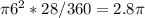 \pi 6^{2} *28/360=2.8 \pi