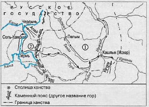 1. Укажите имя казачьего атамана - руководителя похода, маршрут и действительно которого обозначены