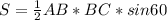 S=\frac{1}{2}AB*BC*sin60