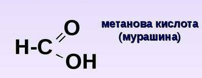 Вкажіть назву карбонової кислоти, що зображена на малюнку (малюнок в самому низу тестування) a)Мураш