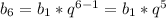 b_6=b_1*q^{6-1}=b_1*q^5