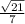 \frac{\sqrt{21}}{7}