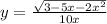 y=\frac{\sqrt{3-5x-2x^{2} } }{10x}