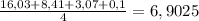 \frac{16,03+8,41+3,07+0,1}{4} =6,9025