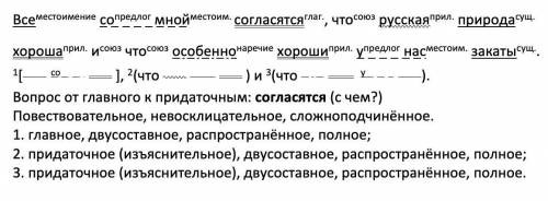 Выполнить синтаксический разбор предложения: Все со мной согласятся, что русская природа хороша и чт