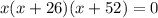 x(x+26)(x+52)=0