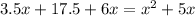 3.5x+17.5+6x=x^2+5x