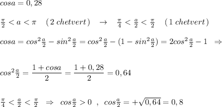 cosa=0,28\\\\\frac{\pi}{2}