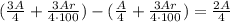 (\frac{3A}{4} +\frac{3Ar}{4\cdot100} )-(\frac{A}{4} +\frac{3Ar}{4\cdot100} )=\frac{2A}{4}