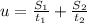 u=\frac{S_{1} }{t_{1} } +\frac{S_{2} }{t_{2} }