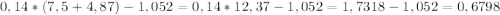 0,14*(7,5+4,87)-1,052= 0,14*12,37-1,052=1,7318-1,052=0,6798