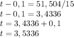 t-0,1=51,504/15\\t-0,1=3,4336\\t=3,4336+0,1\\t=3,5336