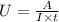 U = \frac{A}{I \times t}