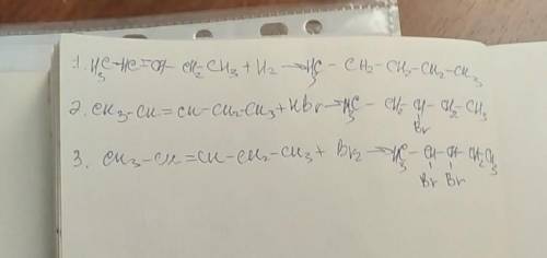 Напишите уравнения реакции гидрирования, галогенирования и гидрогалогенирования пентена-2.