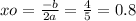 xo = \frac{ - b}{2a} = \frac{4}{5} = 0.8