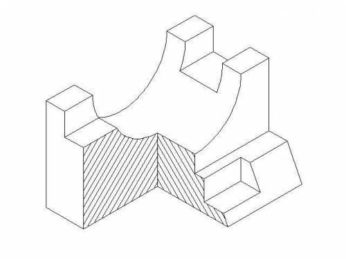 Инженерная графикаВыполнить изометрию детали с сечением. Извлечь 1\4 передней части