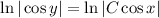 \ln|\cos y|=\ln|C\cos x|