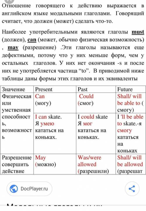 Сделайте конспект по грамматическому материалу «Модальные глаголы»