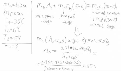 Очень В медный стакан калориметра массой 200 г, содержащий воду массой 200 г, опустили кусок льда, и