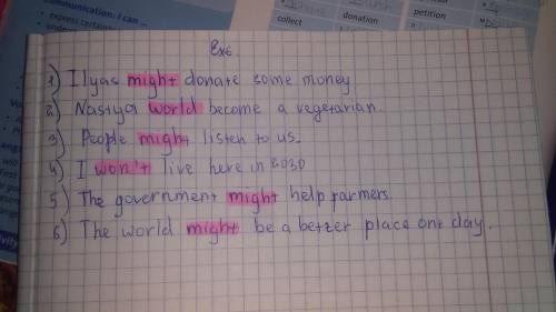 6 Write the sentences using will, won't, mightand might not.you / see / me tomorrow. (maybe not)You