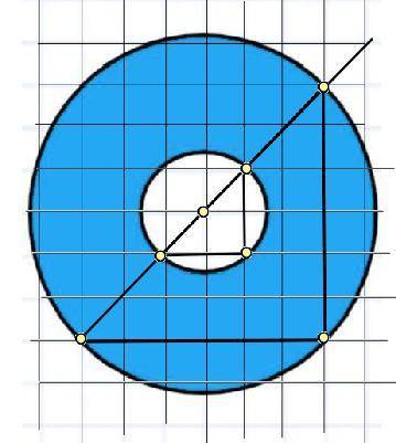 На клетчатой бумаге с размерами клетки 1 см × 1 см изображено кольцо. Найдите его площадь. В ответе
