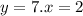 y = 7.x = 2