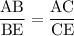 \rm{\dfrac{AB}{BE}= \dfrac{AC}{CE}}