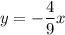 y=-\dfrac{4}{9}x