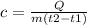 c=\frac{Q}{m(t2-t1)}