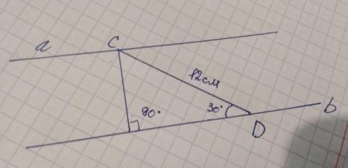 Дано: а параллельна b, CD=12 см, угол