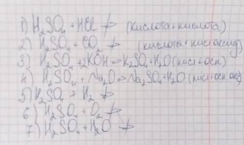 НУЖНО написать уравнение реакции характеризующее химические свойства кислот на примере H2SO4 в молек