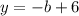 y = -b + 6