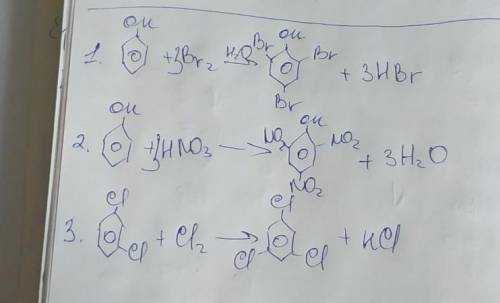 С уравнений реакций получить следующие вещества 1. 2,4,6 – трибромфенол 2. 2,4,6 – тринитрофенол 3.