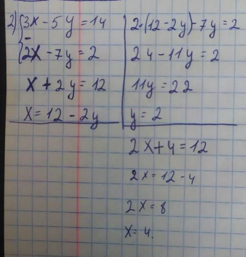 1.Решите уравнения сложения 1) [5x+4y=25 [5x-3y=-3 2) [3x-5y=14 [2x-7y=2 2.Прямая y=kx+b проходит ч