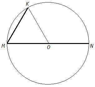 В окружности с центром О проведены диаметр MN и хорда MK, равная радиусу. Найти ∟KMN. cделать чертеж
