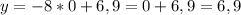 y = -8*0+6,9 = 0+6,9=6,9