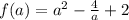 f(a)=a^2-\frac{4}{a}+2